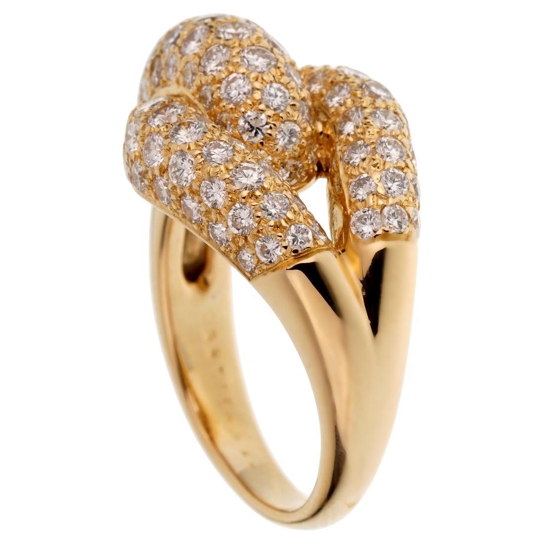 Cartier Diamond Vintage Knot 18k Yellow Gold Cocktail Ring Sz 6