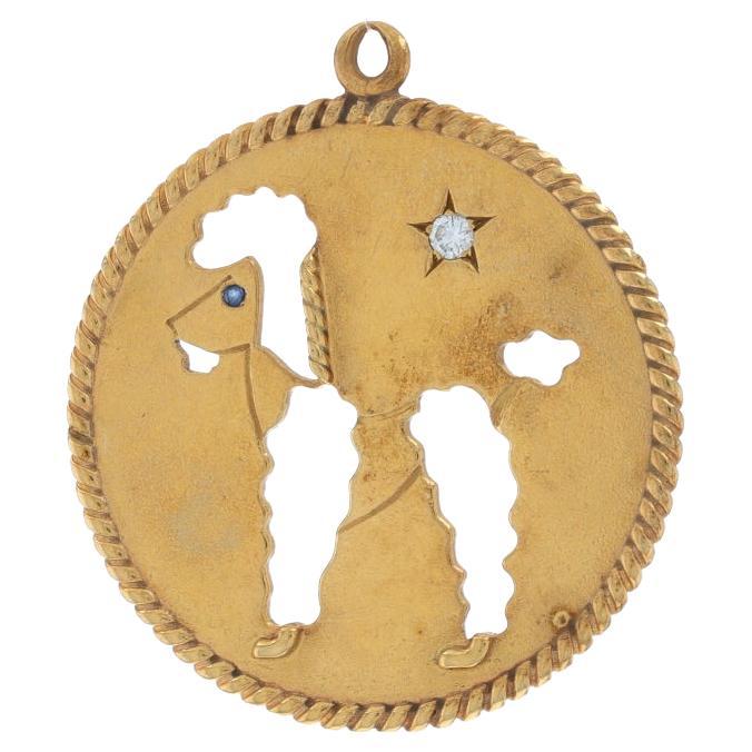 Cartier Diamond Vintage Poodle Charm Yellow Gold 14k Round Brilliant Dog For Sale