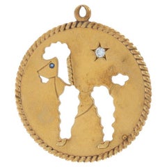 Cartier Diamond Vintage Poodle Charm Yellow Gold 14k Round Brilliant Dog