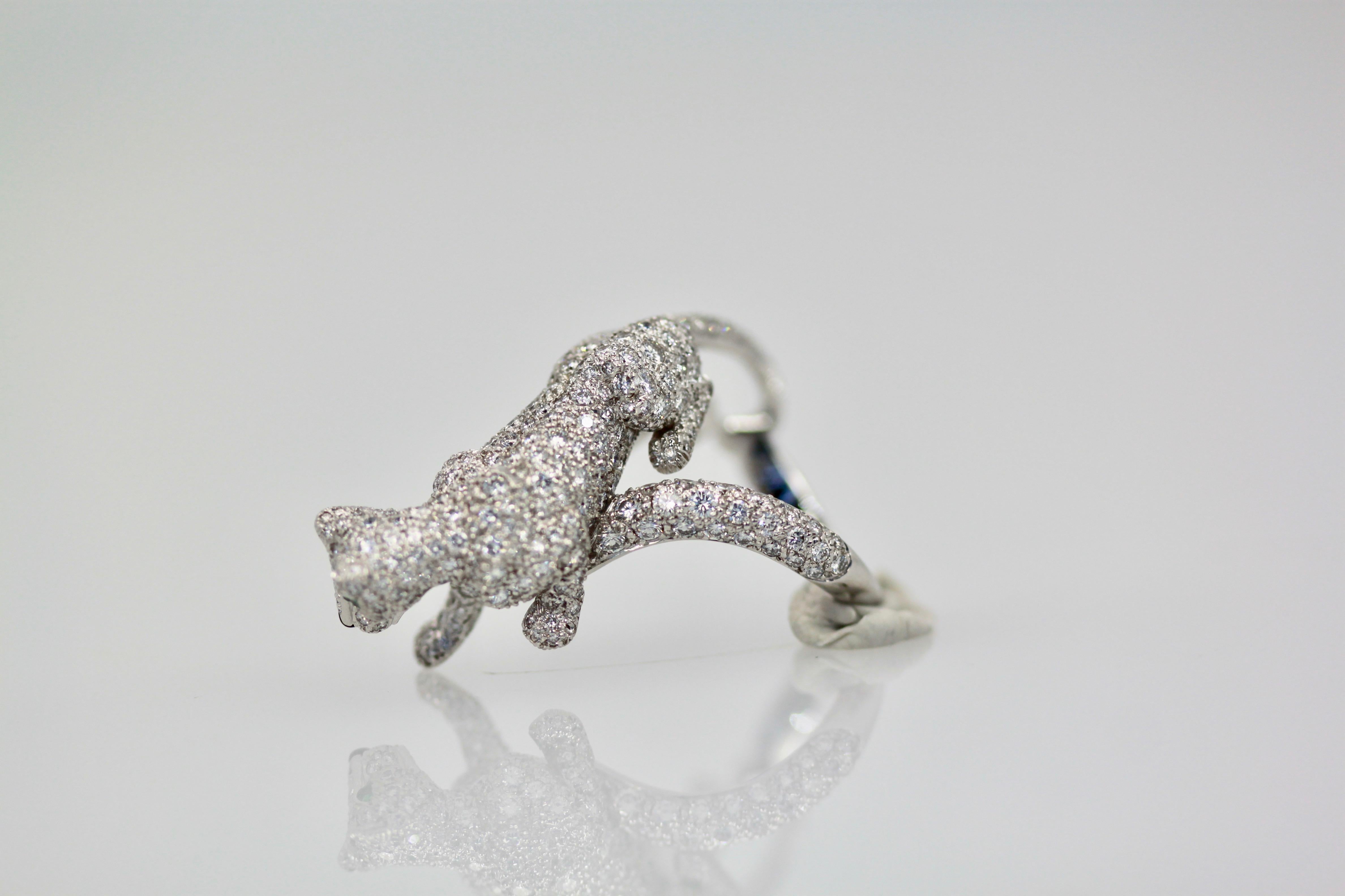 Round Cut Cartier Diamond Walking Panthere Ring