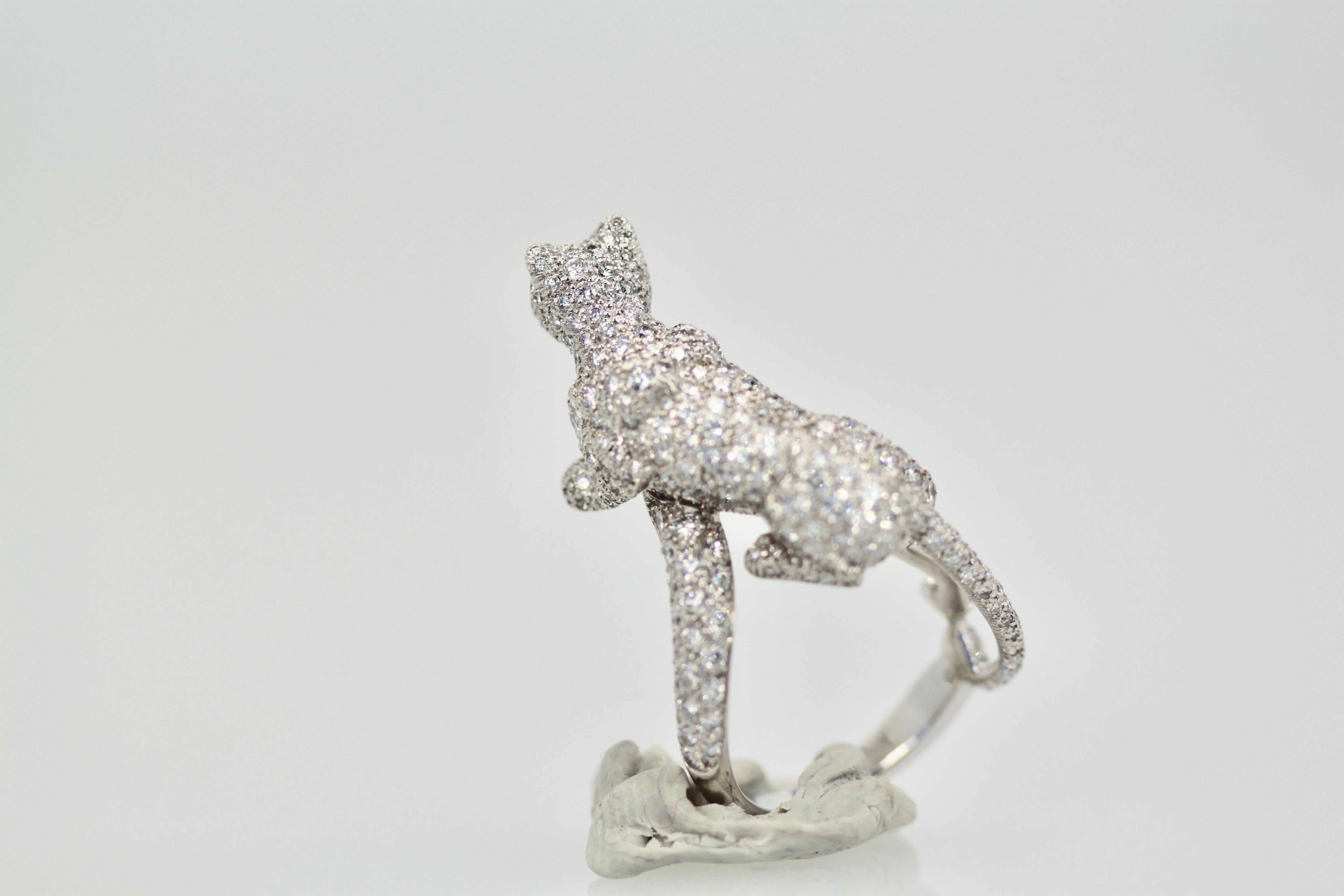 Cartier Diamond Walking Panthere Ring In Good Condition In North Hollywood, CA