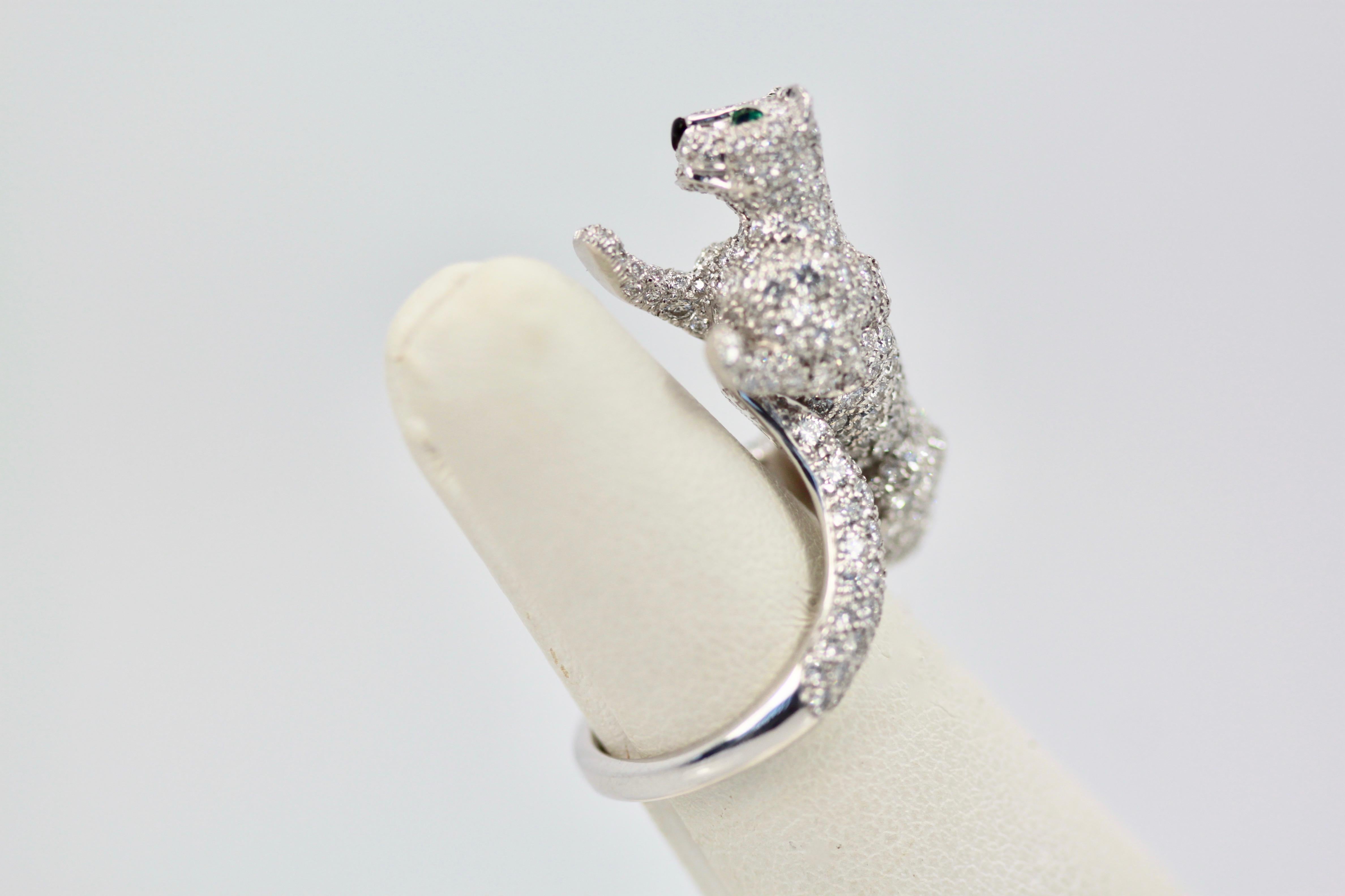 Women's or Men's Cartier Diamond Walking Panthere Ring