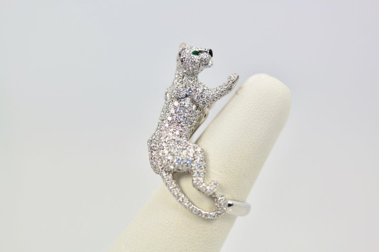 Cartier Diamond Walking Panthere Ring For Sale at 1stDibs