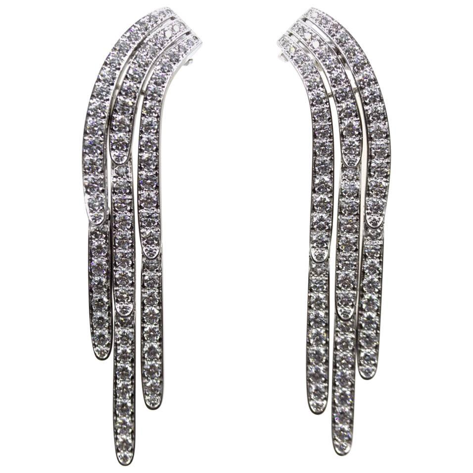 Cartier Diamond Waterfall Dangle Platinum Earrings