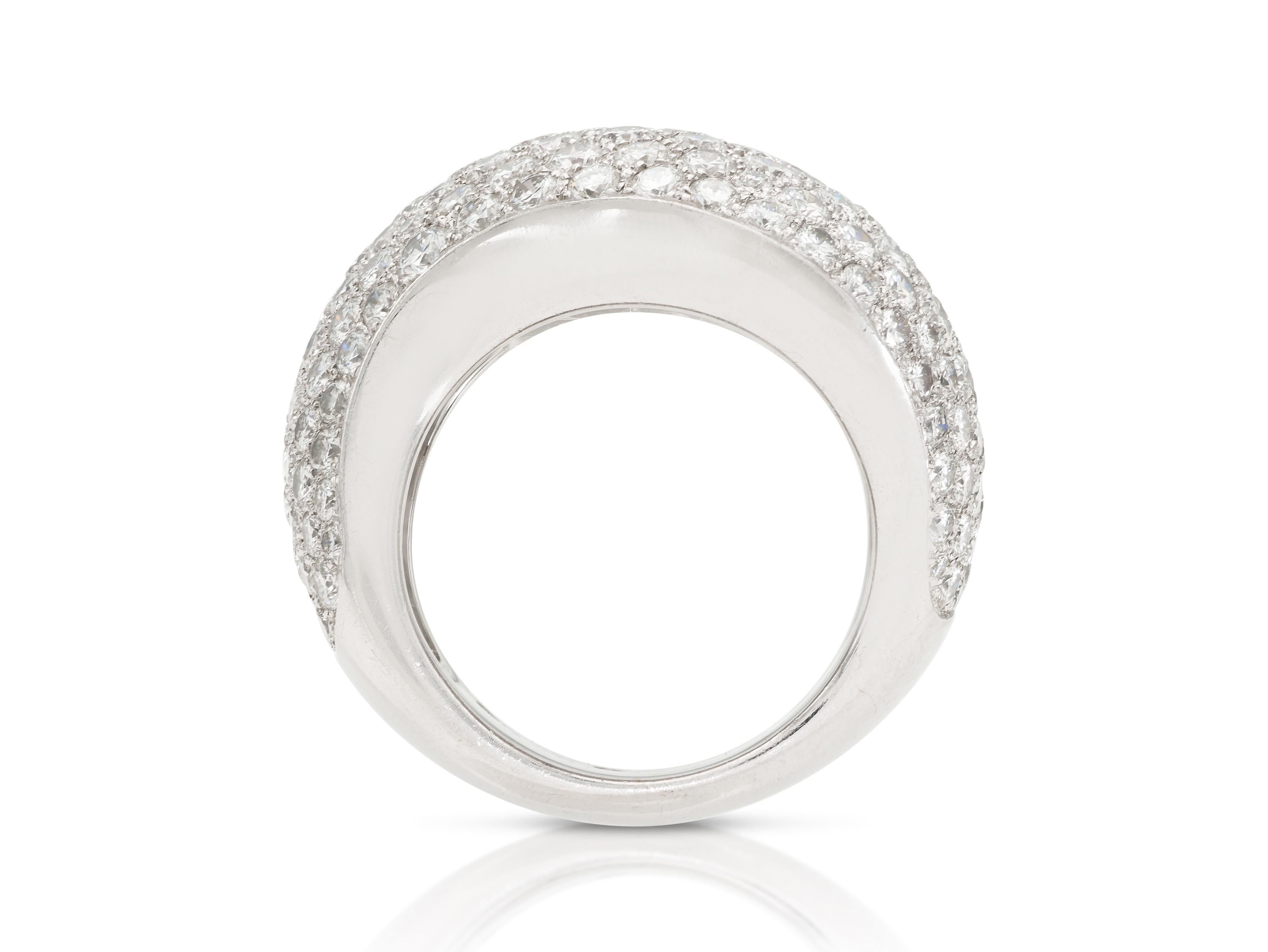Round Cut Cartier Diamond Wave Ring For Sale