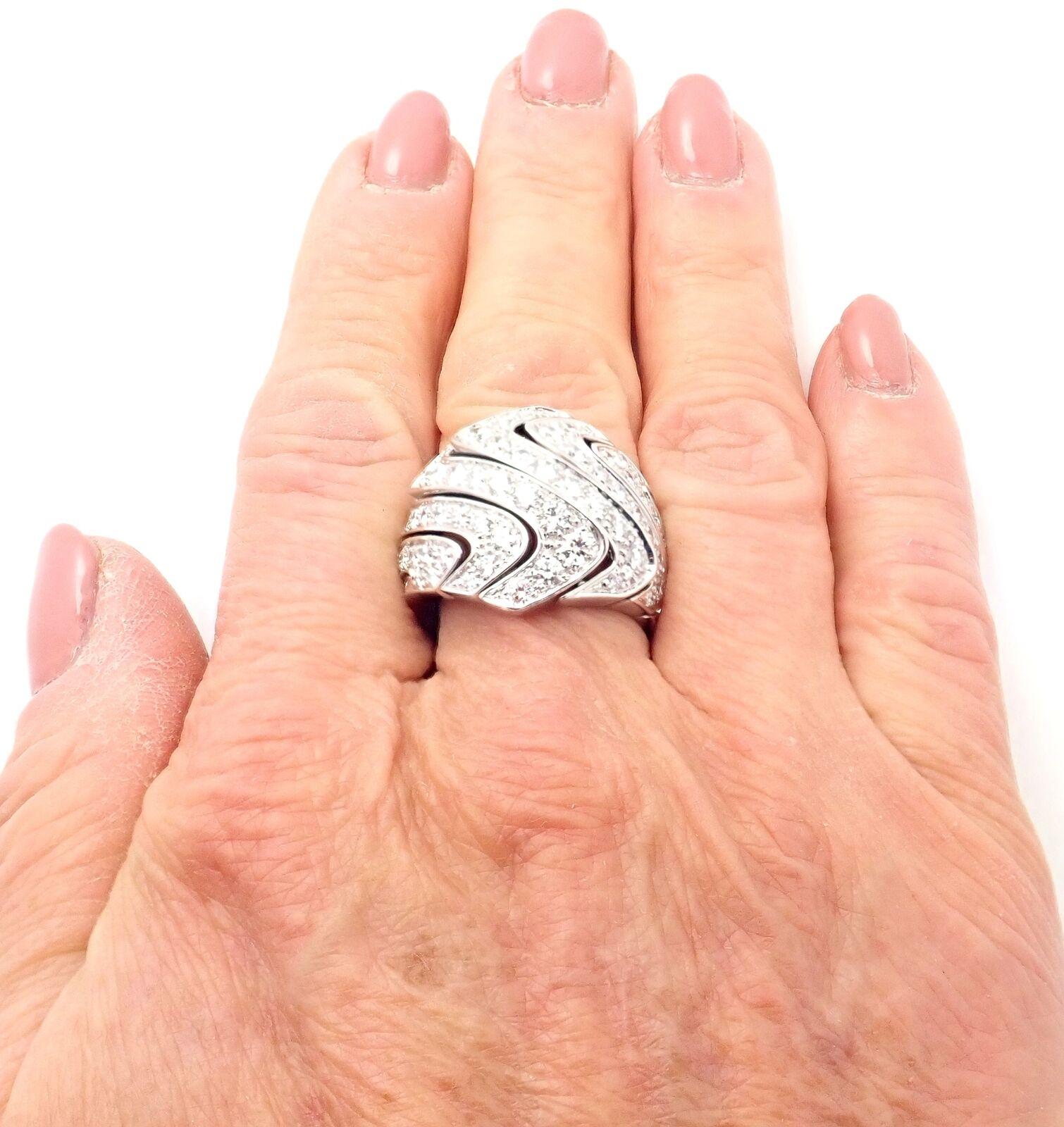 Cartier Diamond Waves Large White Gold Ring In Excellent Condition For Sale In Holland, PA