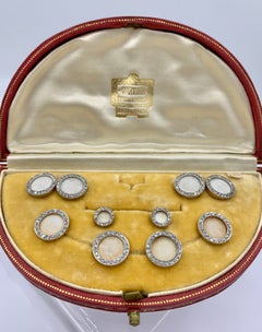 Cartier Diamond White Enamel Formal Wear Dress Set Art Deco 1910 Cufflinks Studs