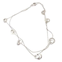 Cartier Diamond White Gold 8 Station Long Love Link Chain Necklace