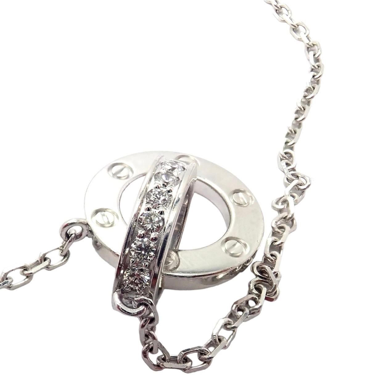 Cartier Diamond White Gold 8 Station Long Love Link Chain Necklace For Sale 1