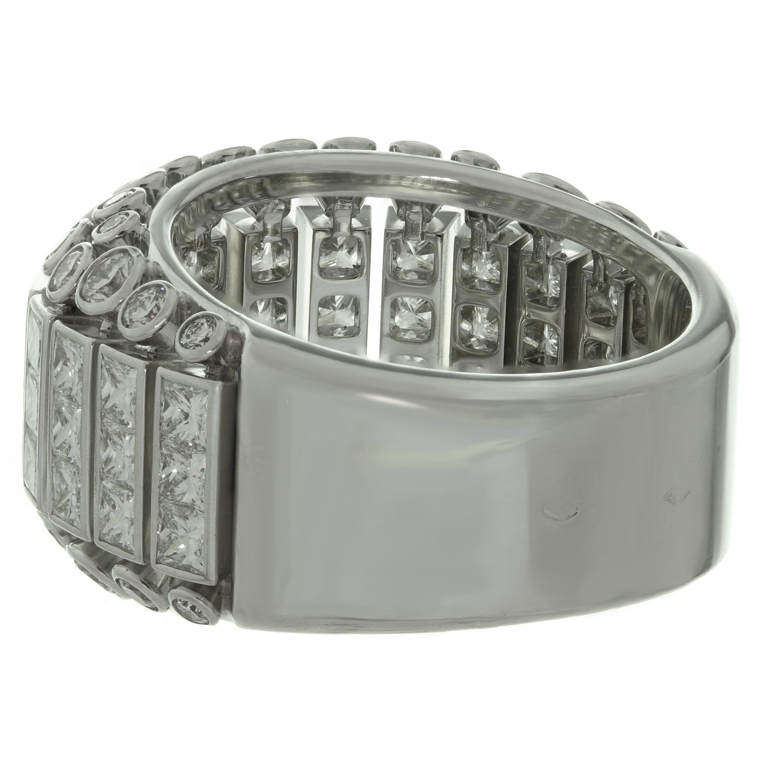 Cartier Diamond White Gold Domed Ring In Excellent Condition For Sale In New York, NY