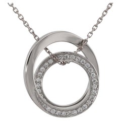 CARTIER Diamond White Gold Double Ring Pendant Necklace