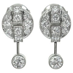 Cartier Boucles d'oreilles en goutte en or blanc et diamants