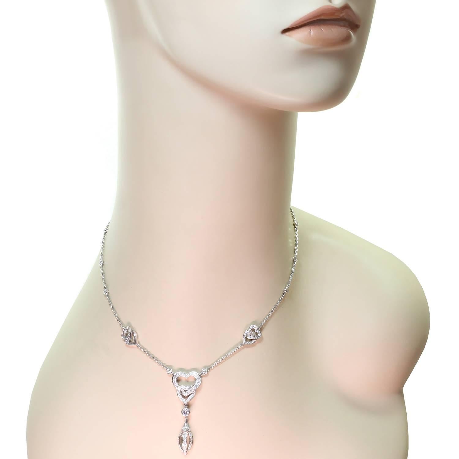 Cartier Diamond White Gold Heart Pendant Necklace In Excellent Condition In New York, NY