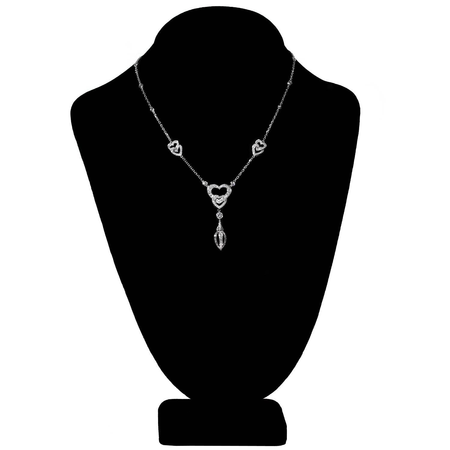 Women's Cartier Diamond White Gold Heart Pendant Necklace