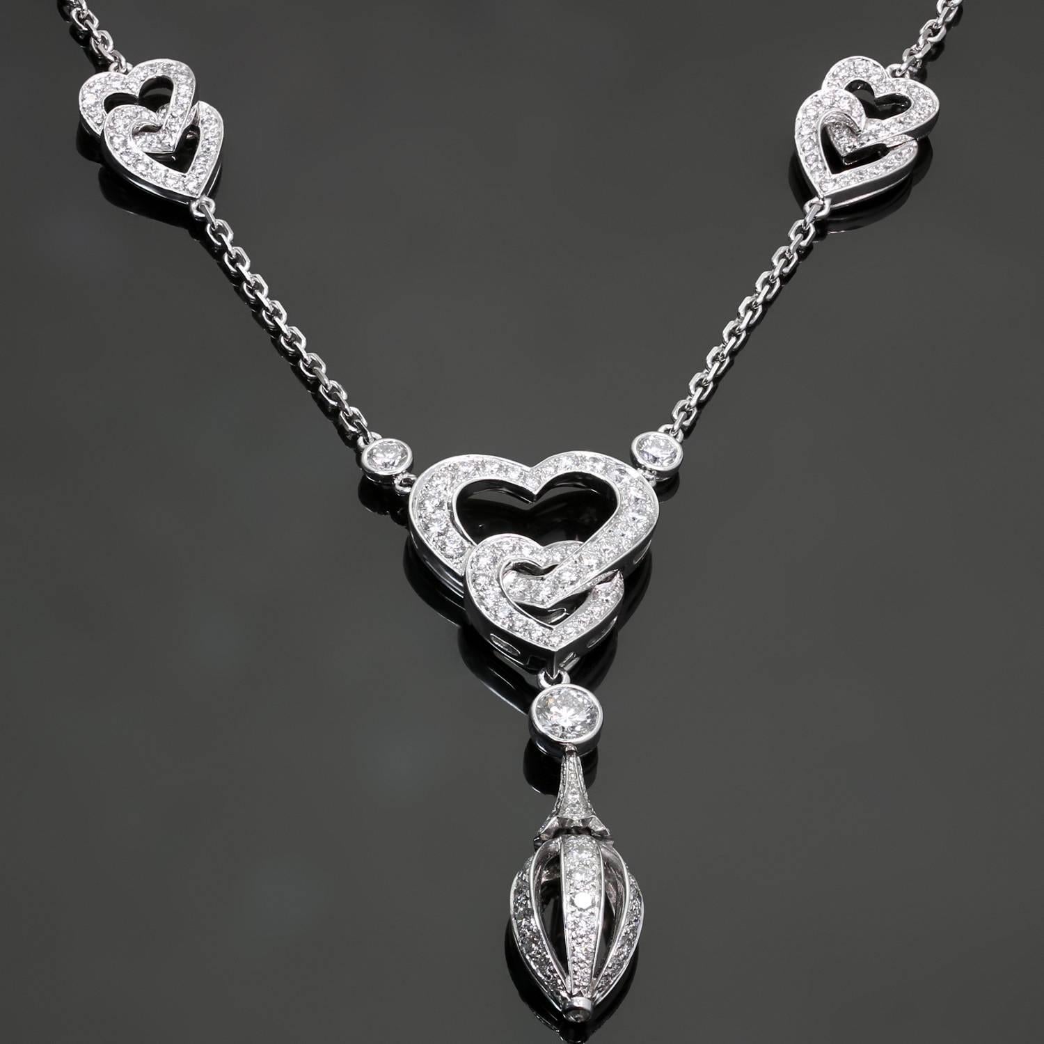 Cartier Diamond White Gold Heart Pendant Necklace 3