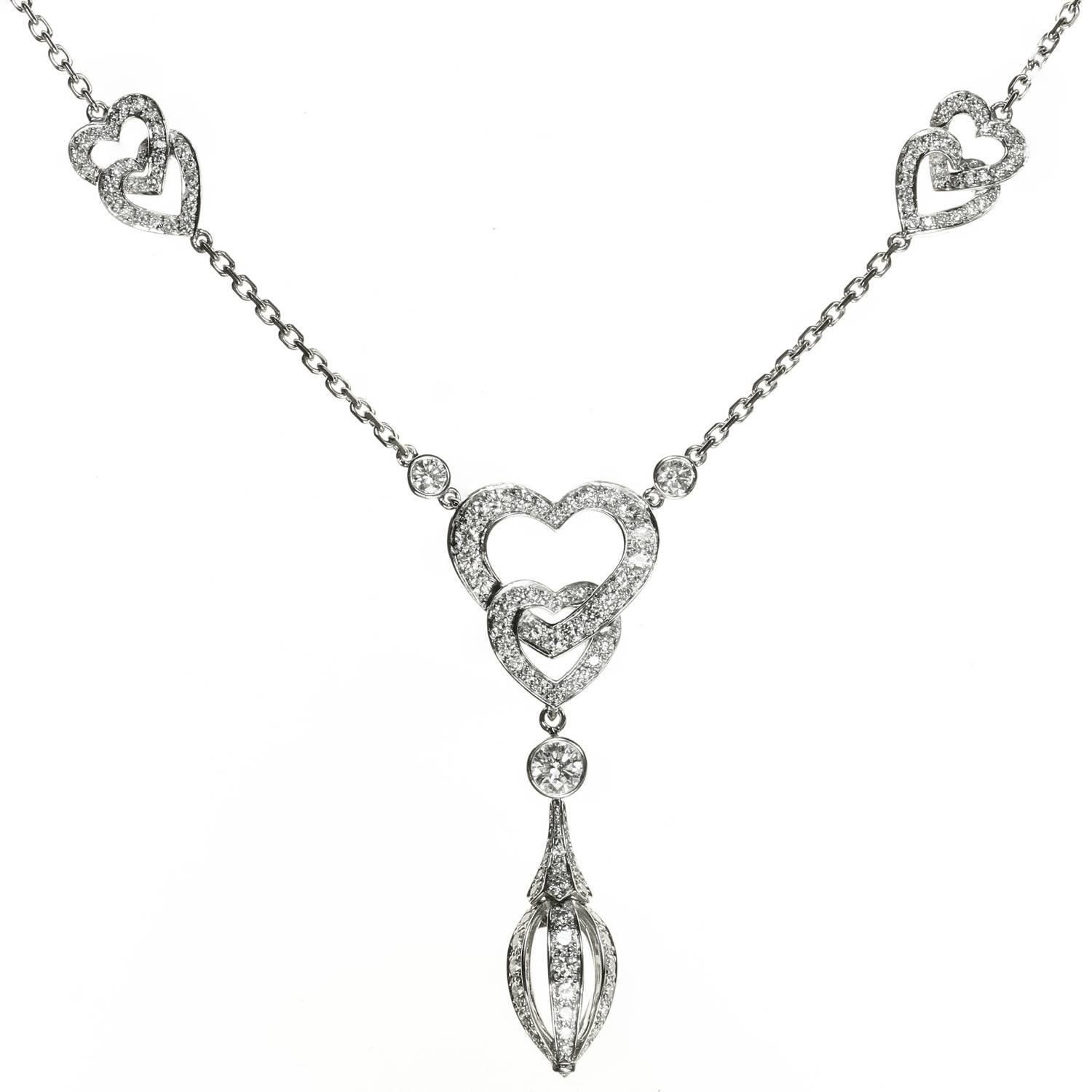 Cartier Diamond White Gold Heart Pendant Necklace