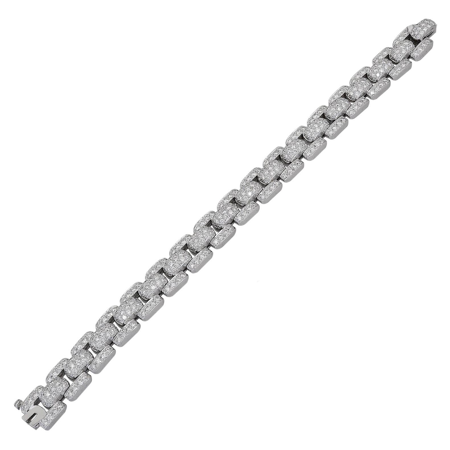 Cartier Diamond White Gold Link Bracelet For Sale