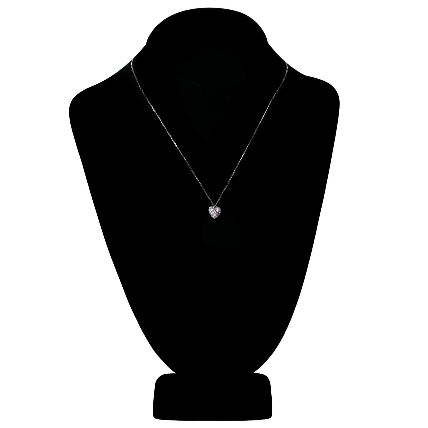 Brilliant Cut Cartier Diamond White Gold Mini Heart Pendant Necklace