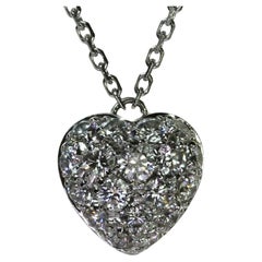 Cartier Diamond White Gold Mini Heart Pendant Necklace