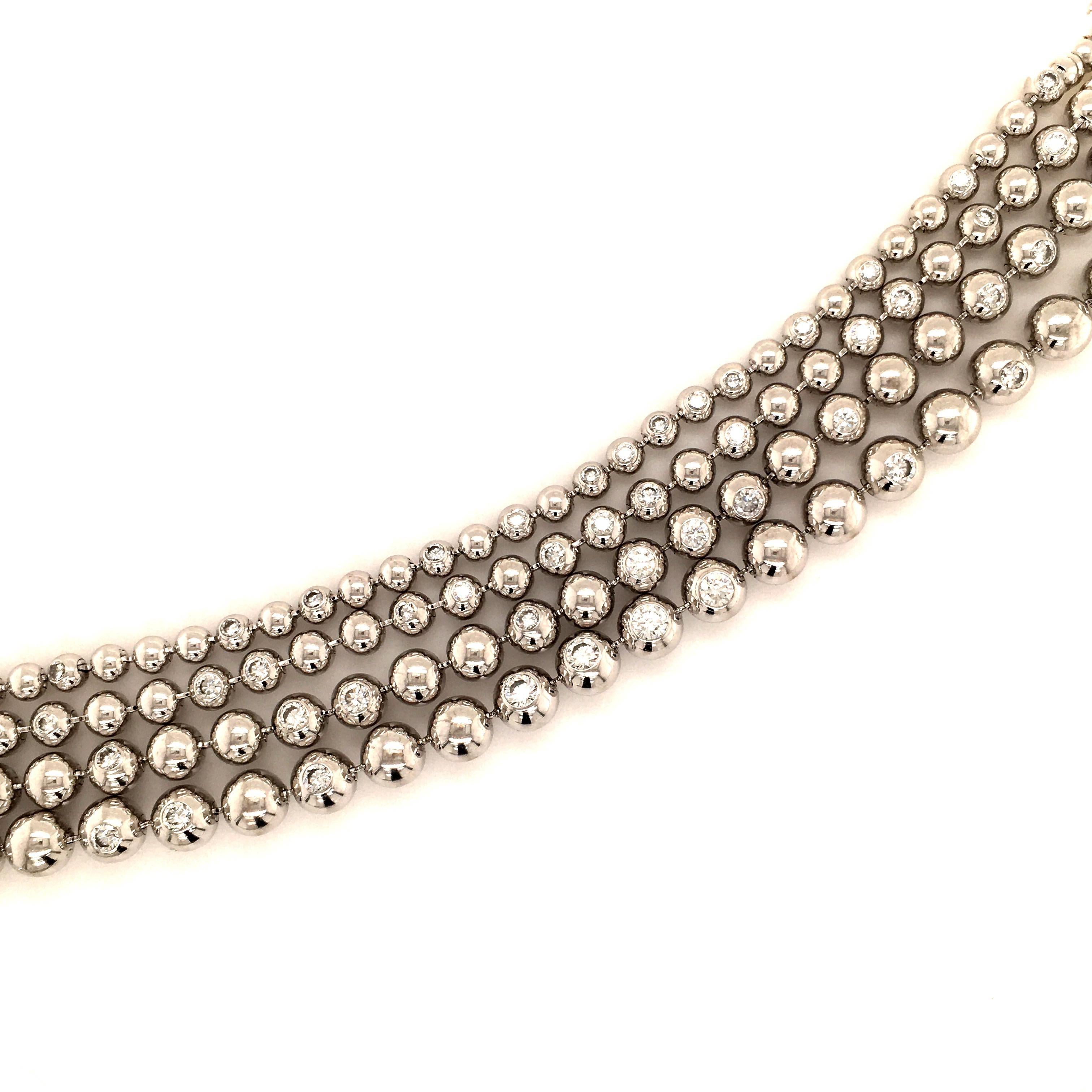 Women's or Men's Cartier Diamond White Gold Perles de Diamants Bracelet