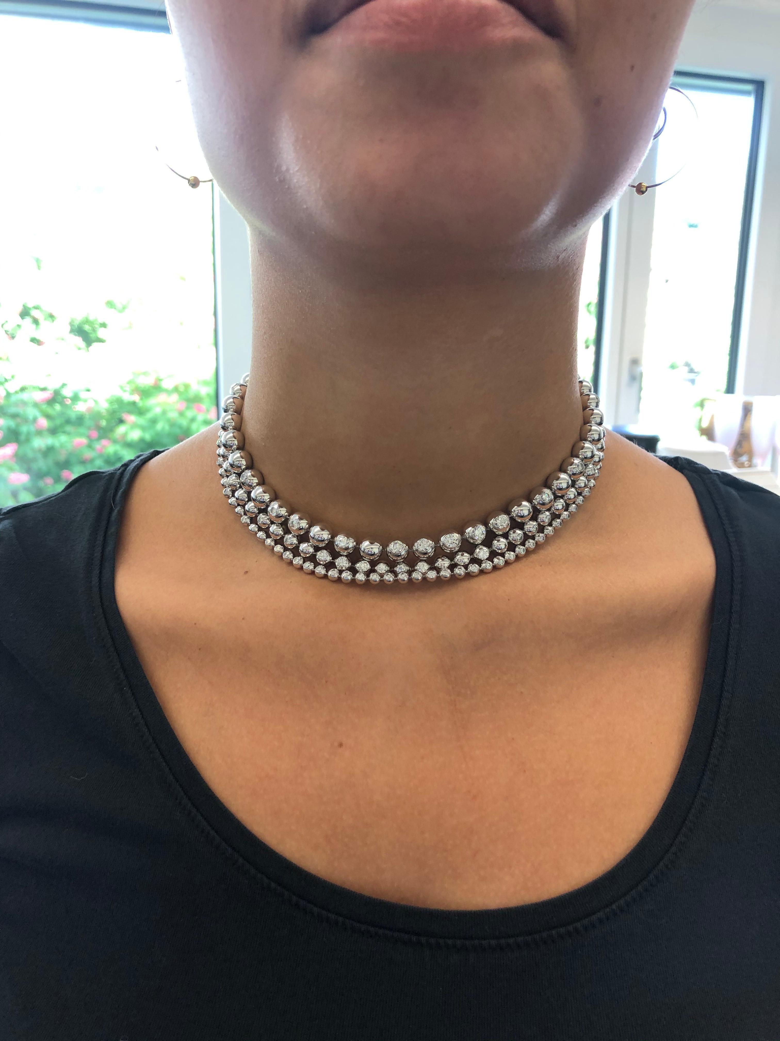 Cartier Diamond White Gold Perles De Diamants Necklace 2