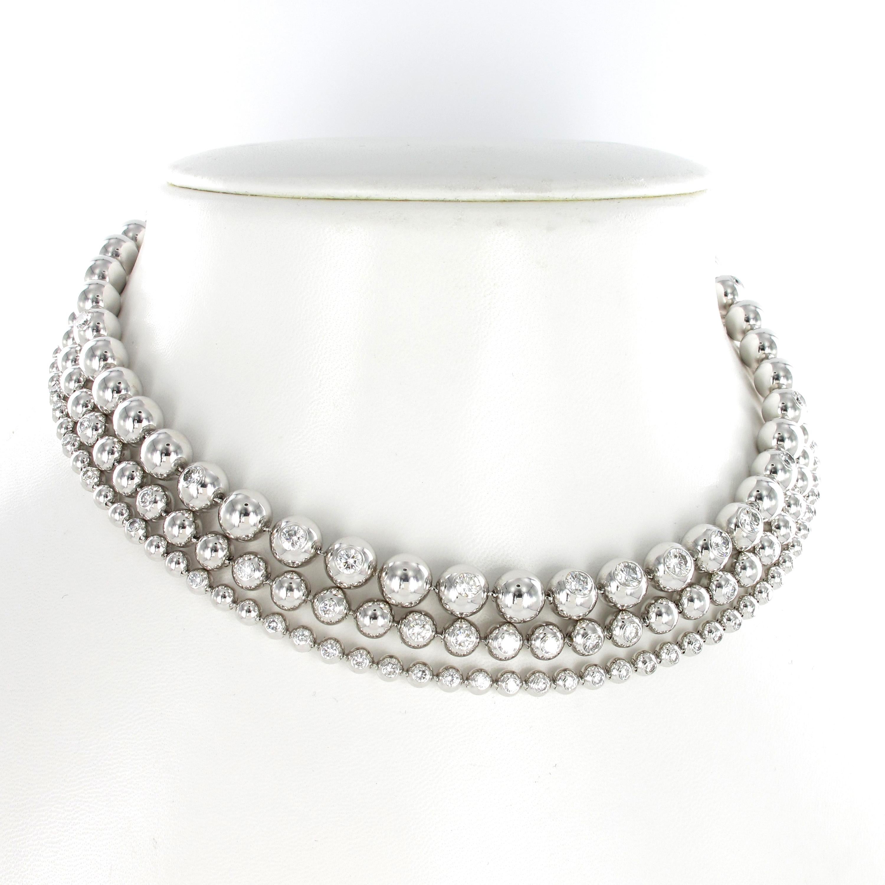 Modern Cartier Diamond White Gold Perles De Diamants Necklace