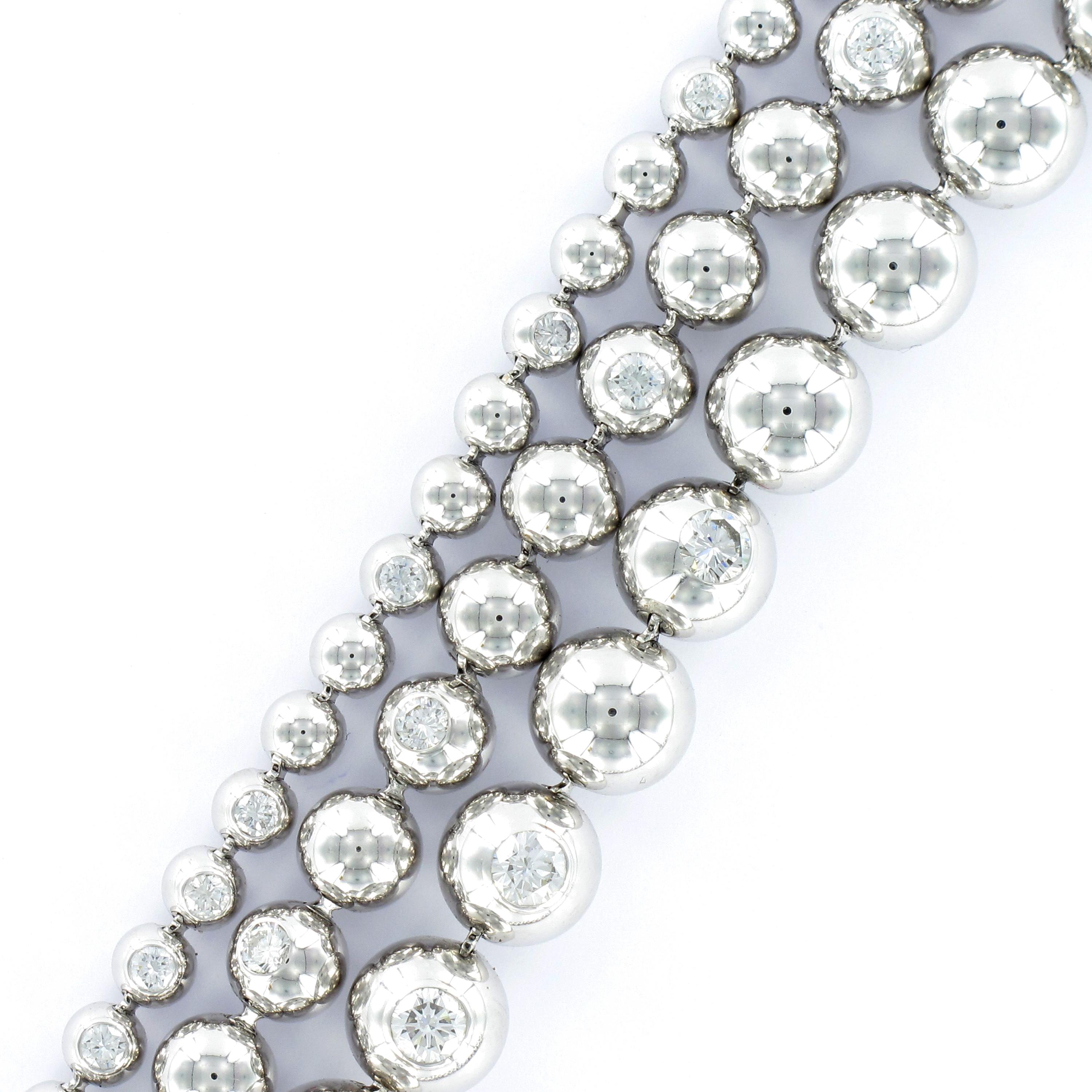 Brilliant Cut Cartier Diamond White Gold Perles De Diamants Necklace