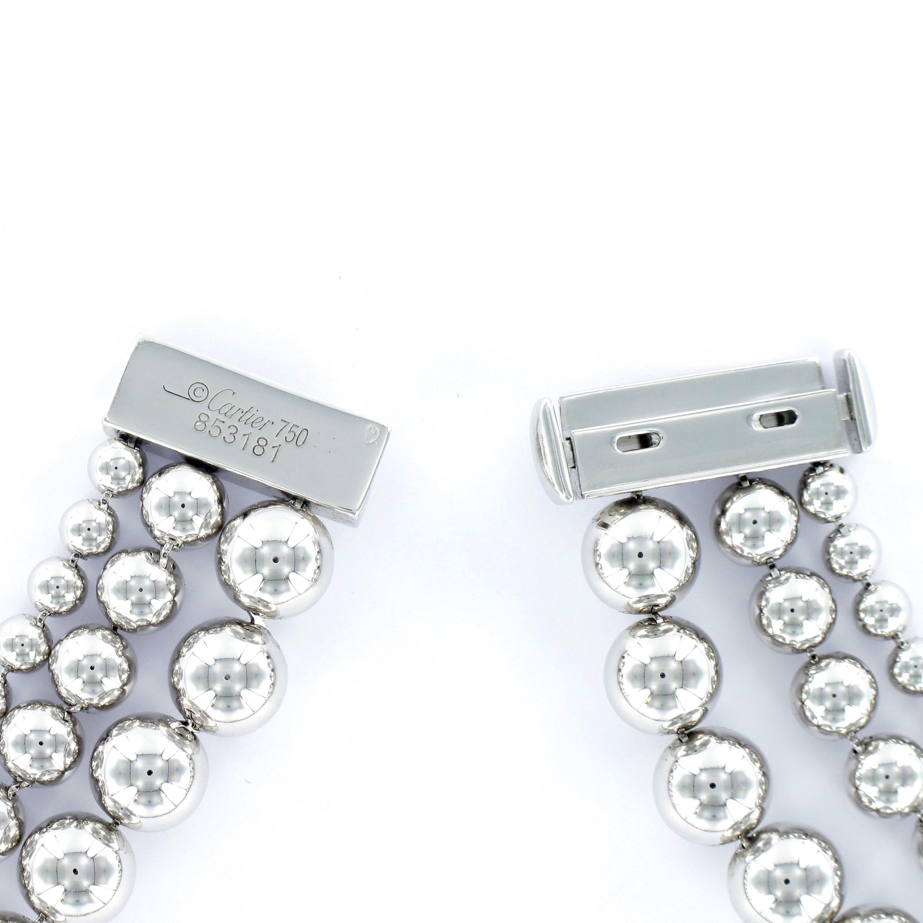 Cartier Diamond White Gold Perles De Diamants Necklace In Excellent Condition In Lucerne, CH