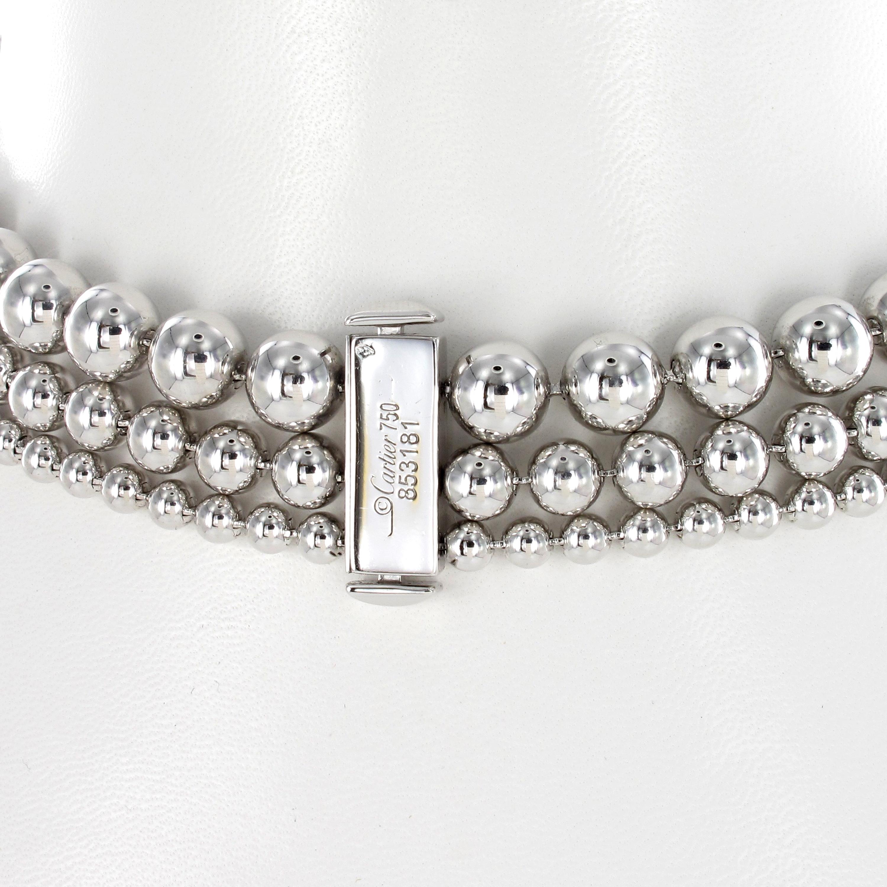 Women's or Men's Cartier Diamond White Gold Perles De Diamants Necklace