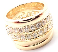 Cartier Diamond Wide Yellow Gold Band Ring