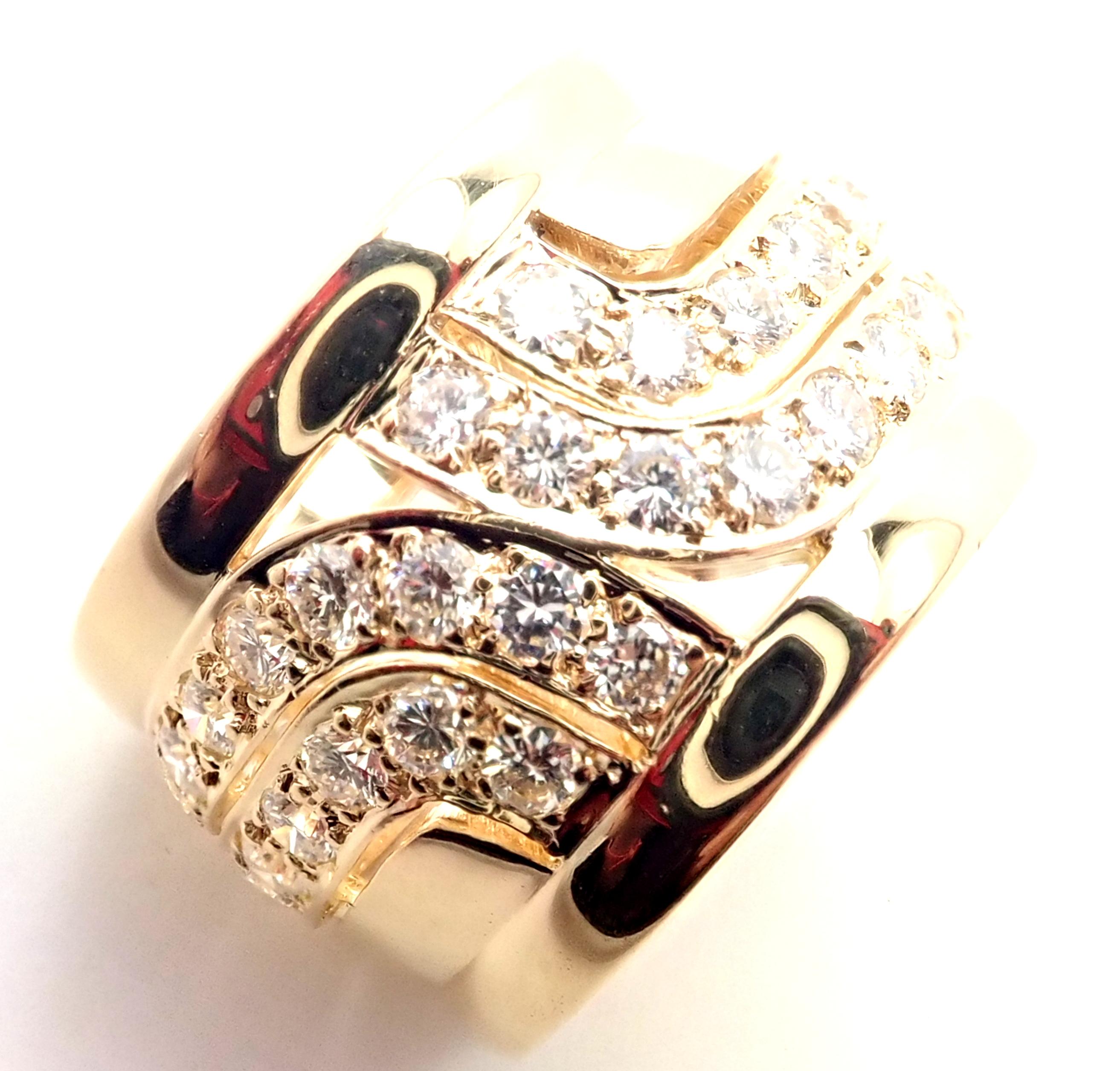 Cartier Diamond Wide Yellow Gold Band Ring For Sale 2