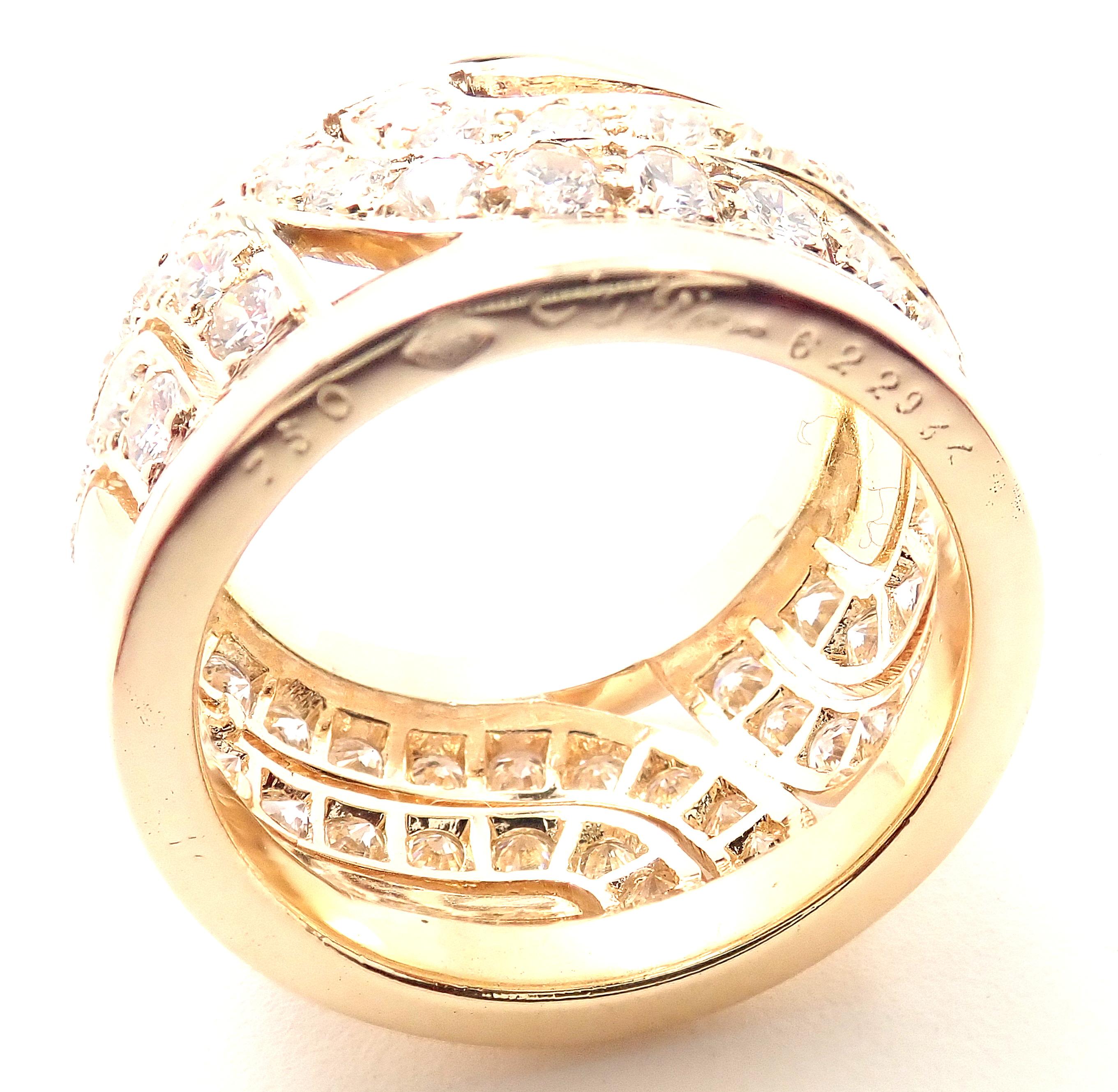 Cartier Diamond Wide Yellow Gold Band Ring For Sale 3