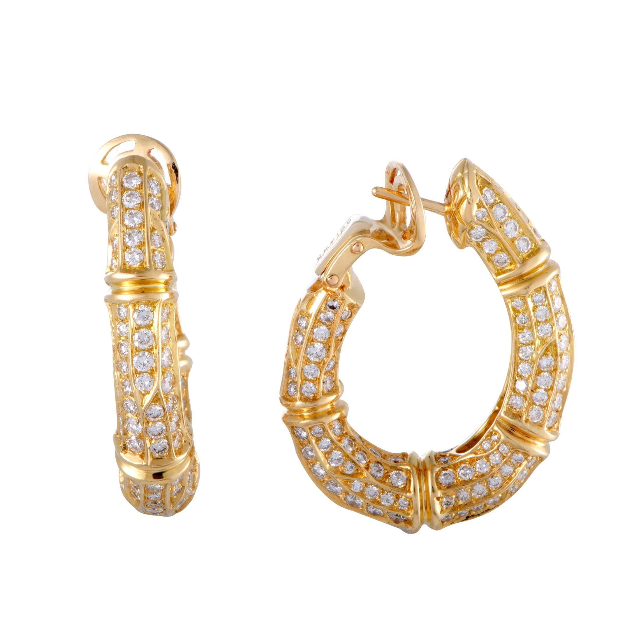diamond bamboo earrings