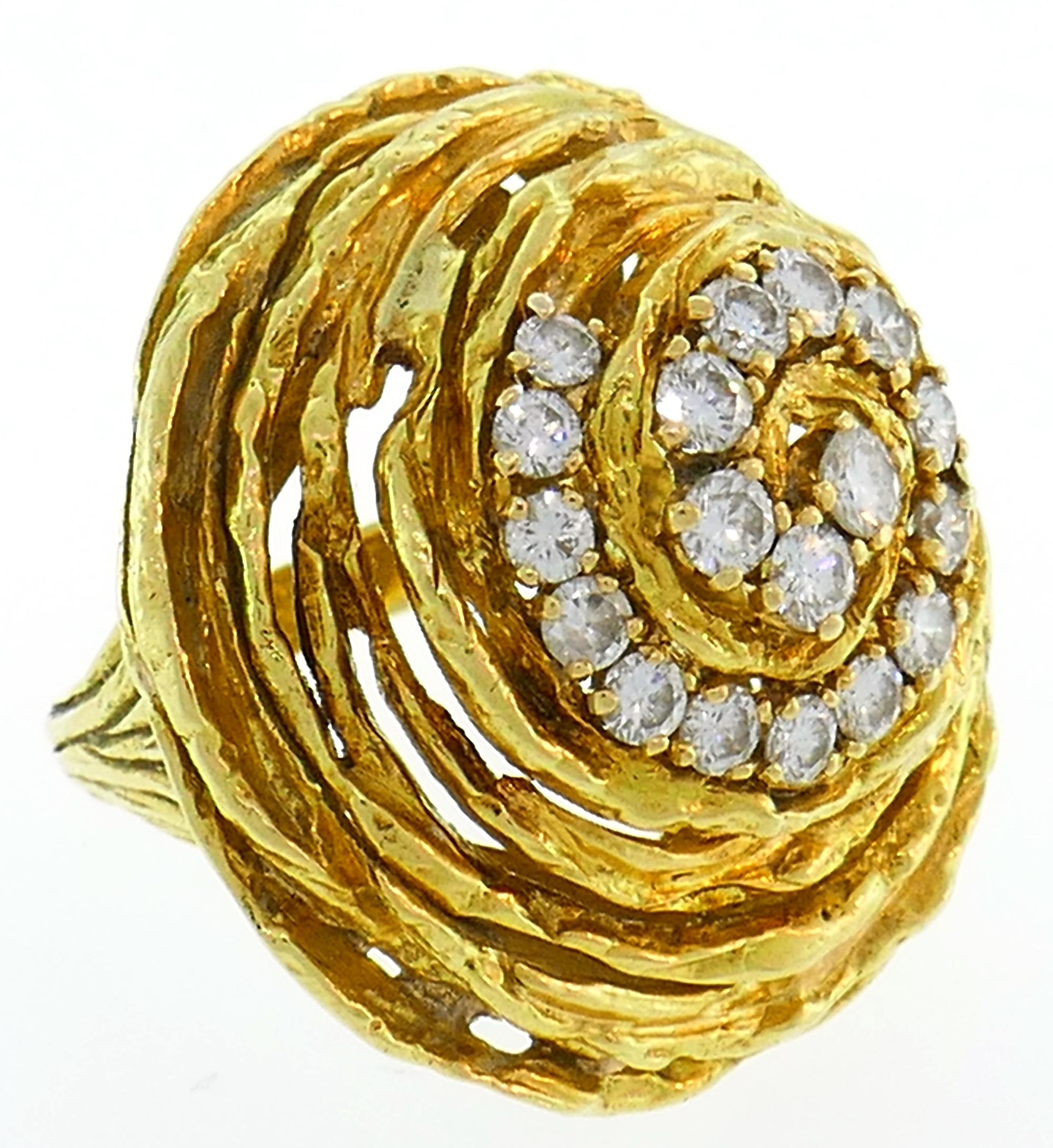 Cartier Diamond Yellow Gold Cocktail Ring 6