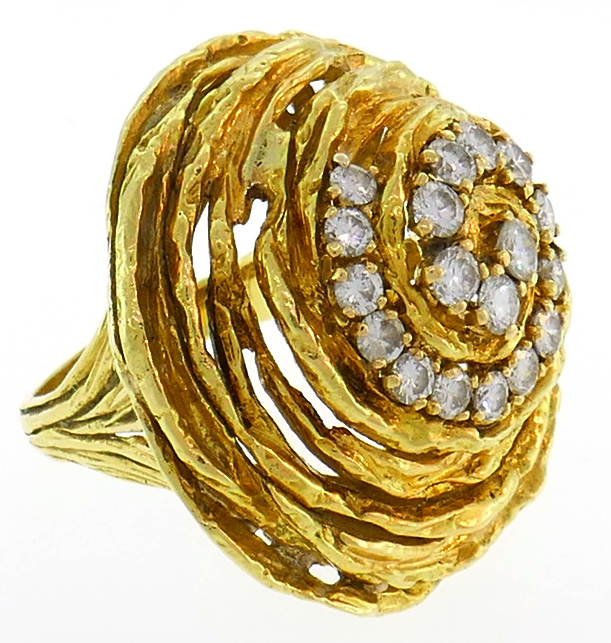 Cartier Diamond Yellow Gold Cocktail Ring 7