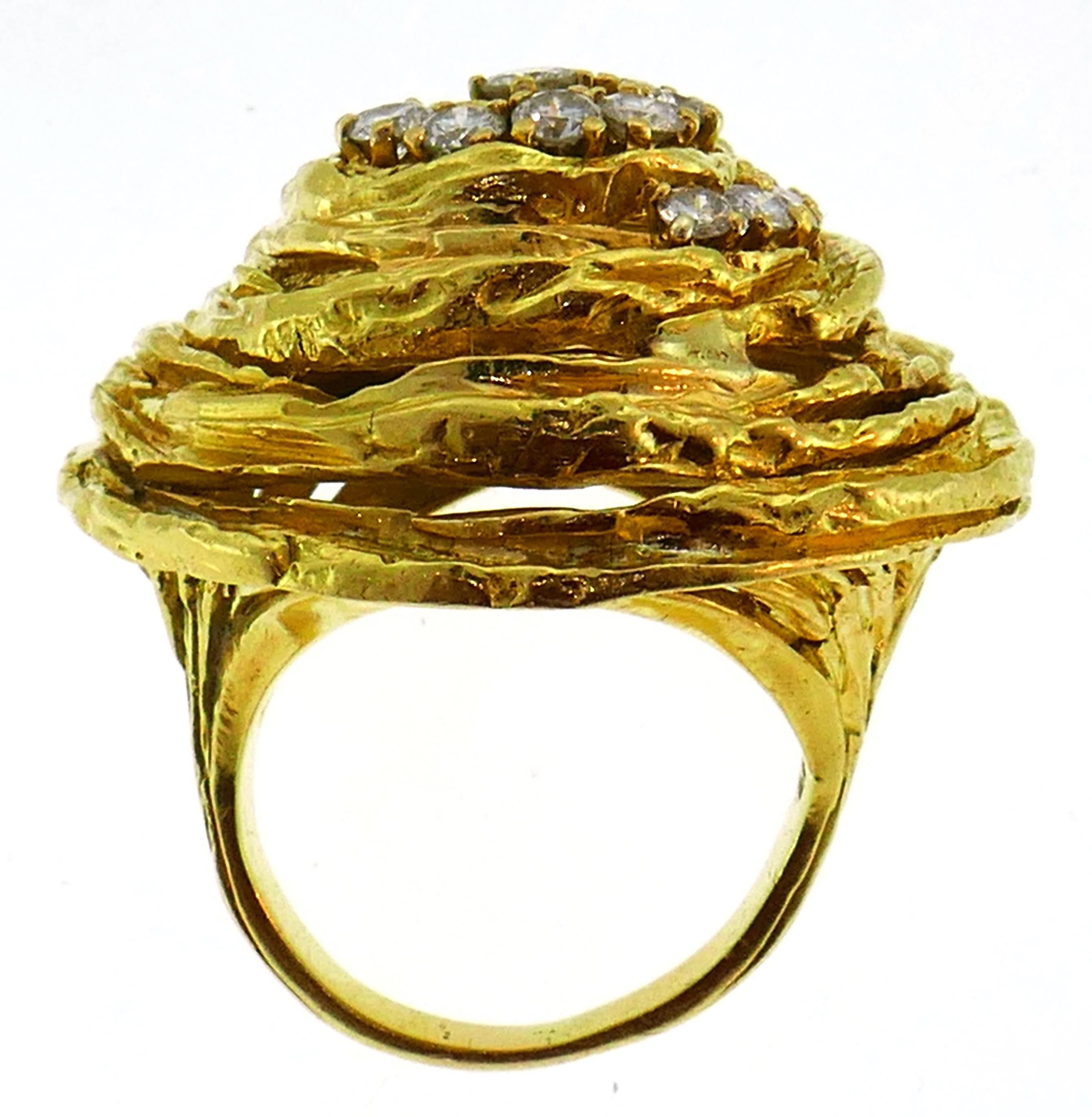 Cartier Diamond Yellow Gold Cocktail Ring 2