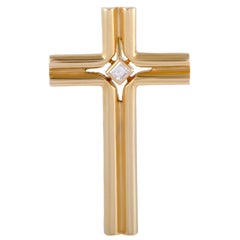 Vintage Cartier Diamond Yellow Gold Cross Pendant