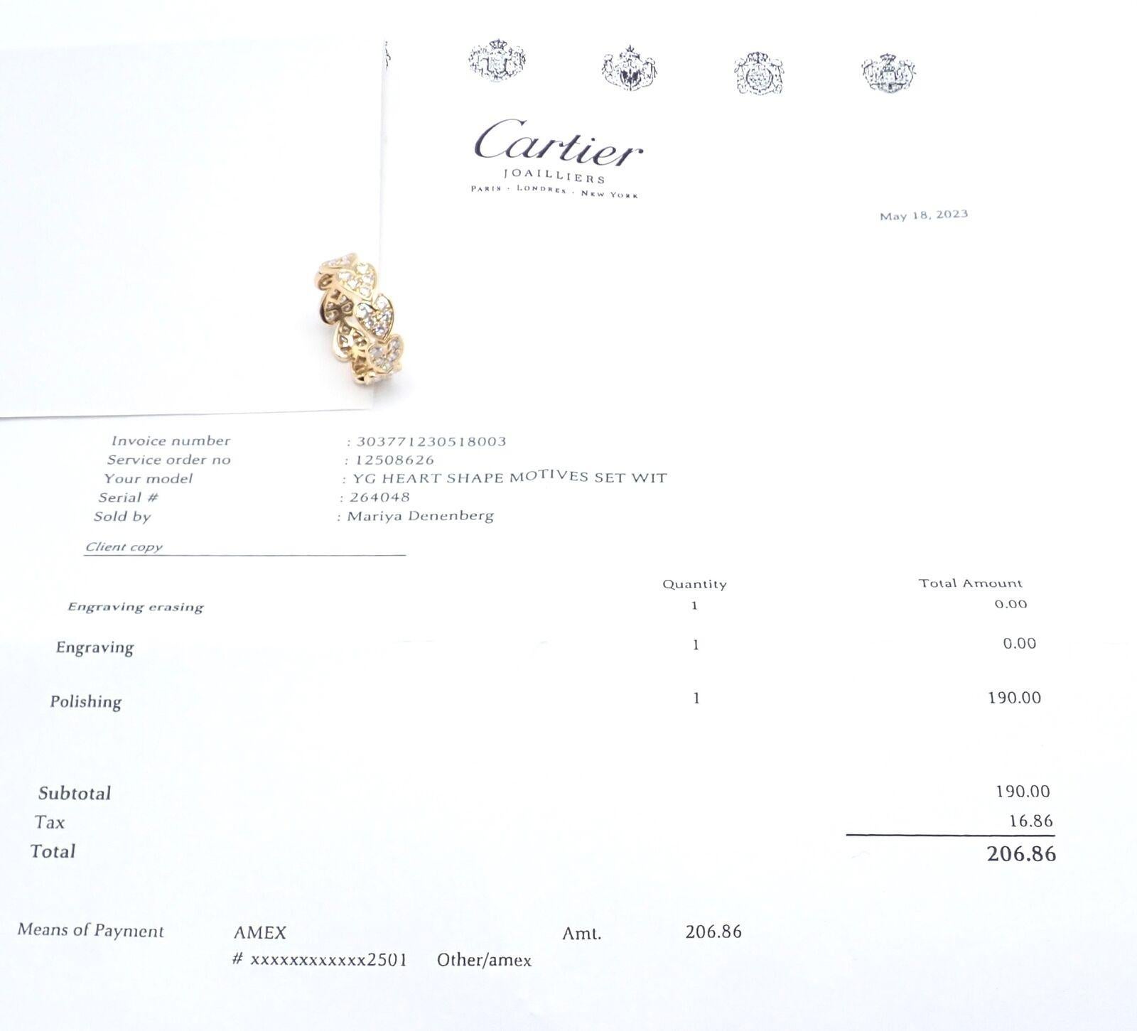 Cartier Diamond Yellow Gold Heart Eternity Band Ring For Sale 5