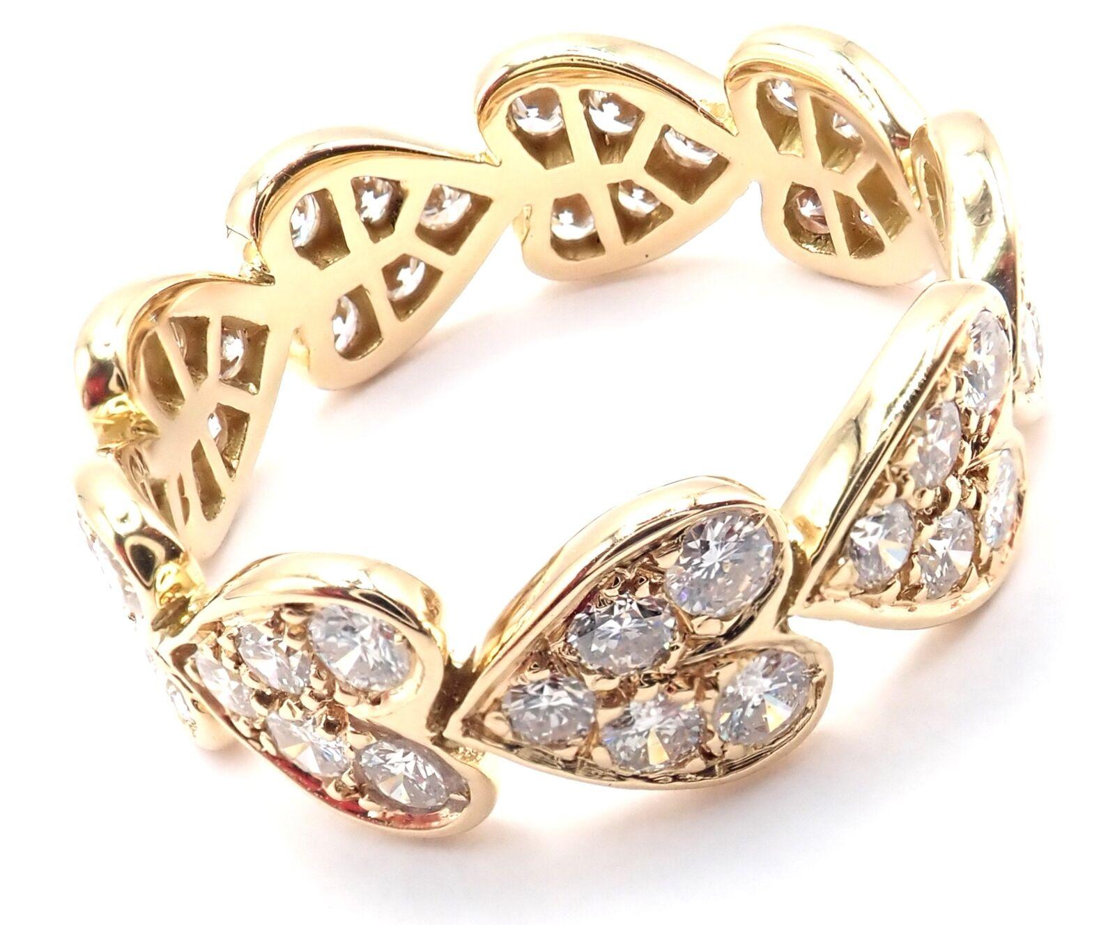 Brilliant Cut Cartier Diamond Yellow Gold Heart Eternity Band Ring For Sale