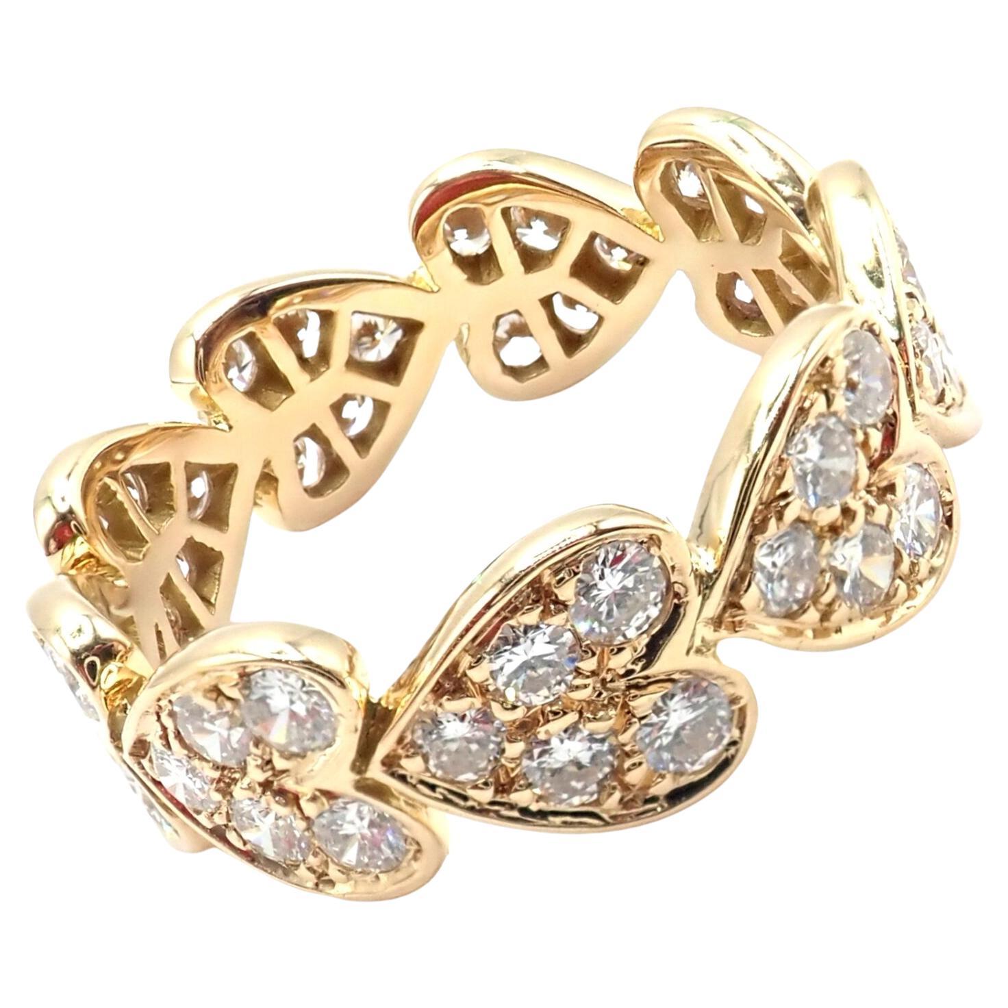 Cartier Diamond Yellow Gold Heart Eternity Band Ring For Sale