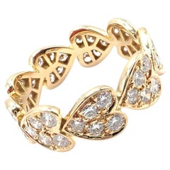Vintage Cartier Diamond Yellow Gold Heart Eternity Band Ring