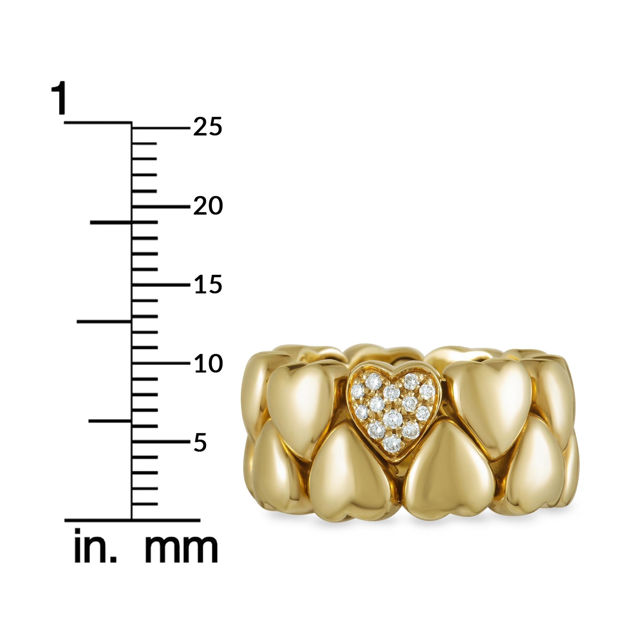 Cartier Diamond Yellow Gold Hearts Band Ring 1