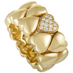 Cartier Diamond Yellow Gold Hearts Band Ring