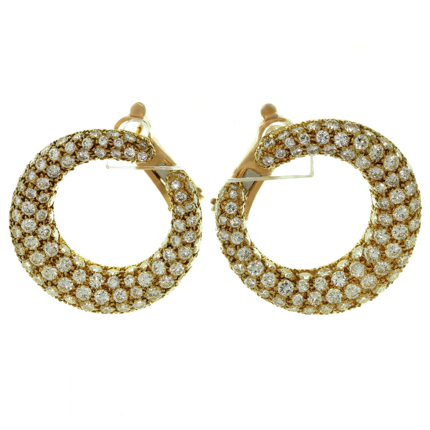 Cartier Diamond Yellow Gold Hoop Earrings 3