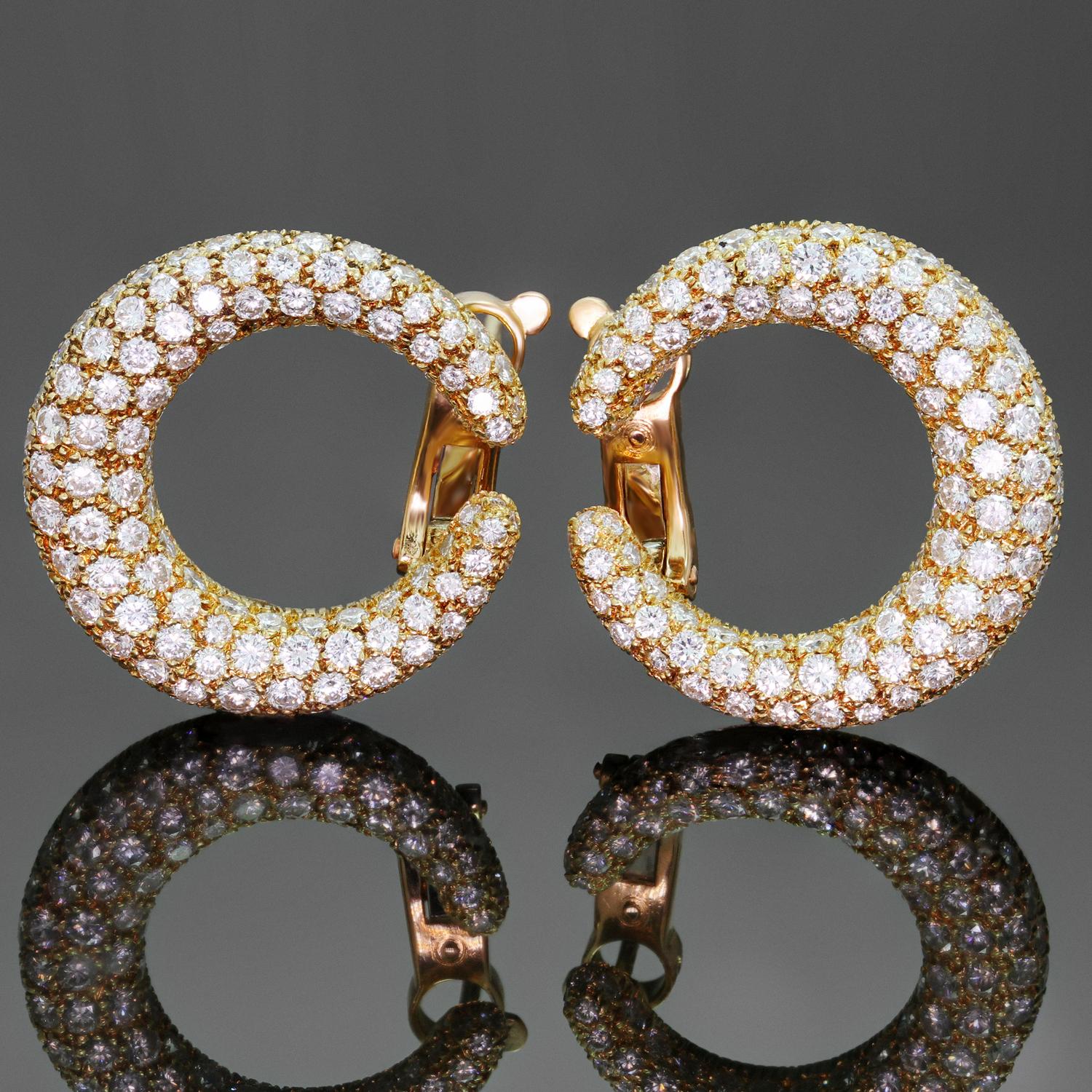 Cartier Diamond Yellow Gold Hoop Earrings 4