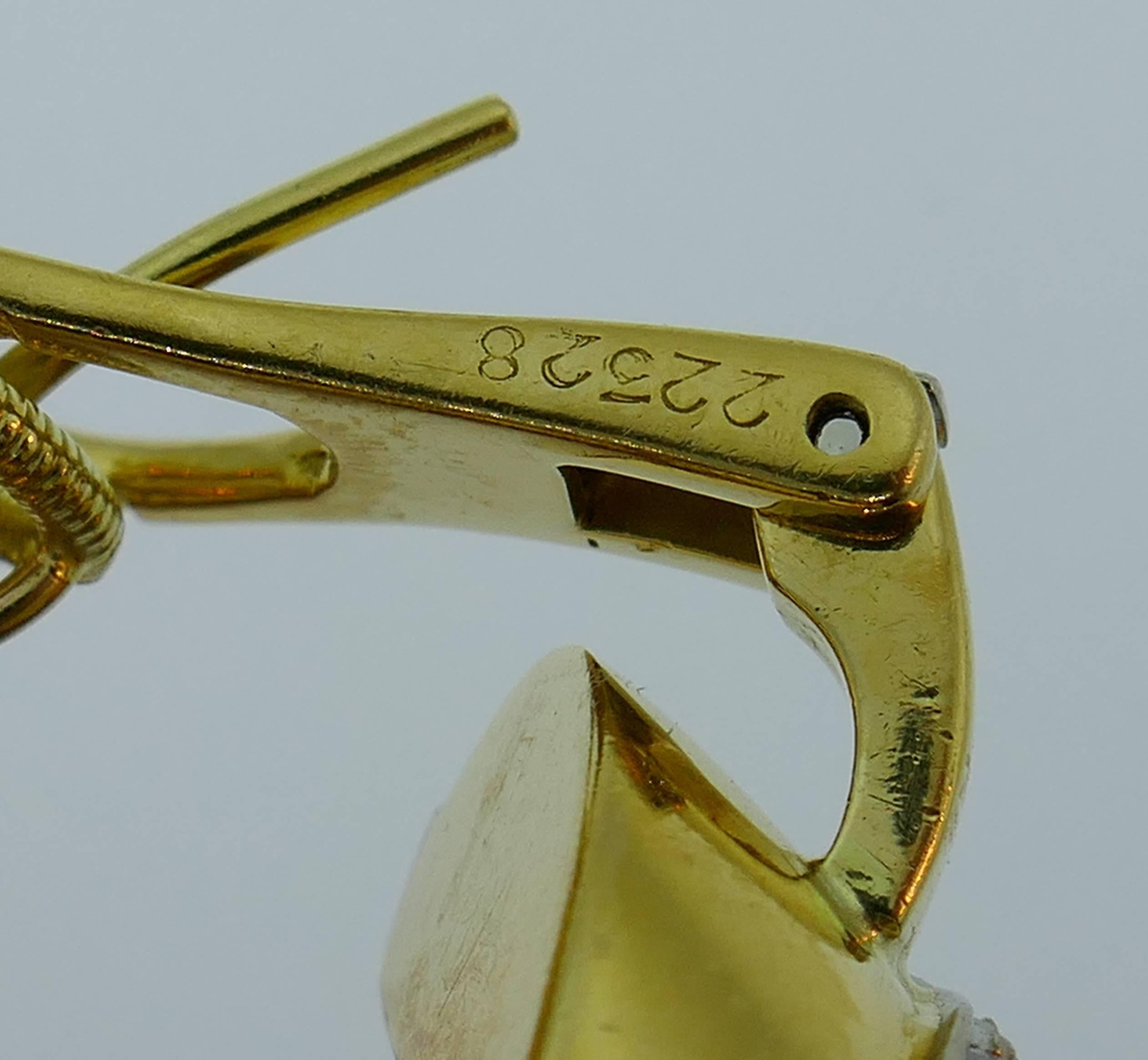 Cartier Diamond Yellow Gold Hoop Earrings For Sale 1