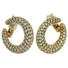 Cartier Diamond Yellow Gold Hoop Earrings