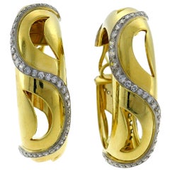 Cartier Diamond Yellow Gold Hoop Earrings
