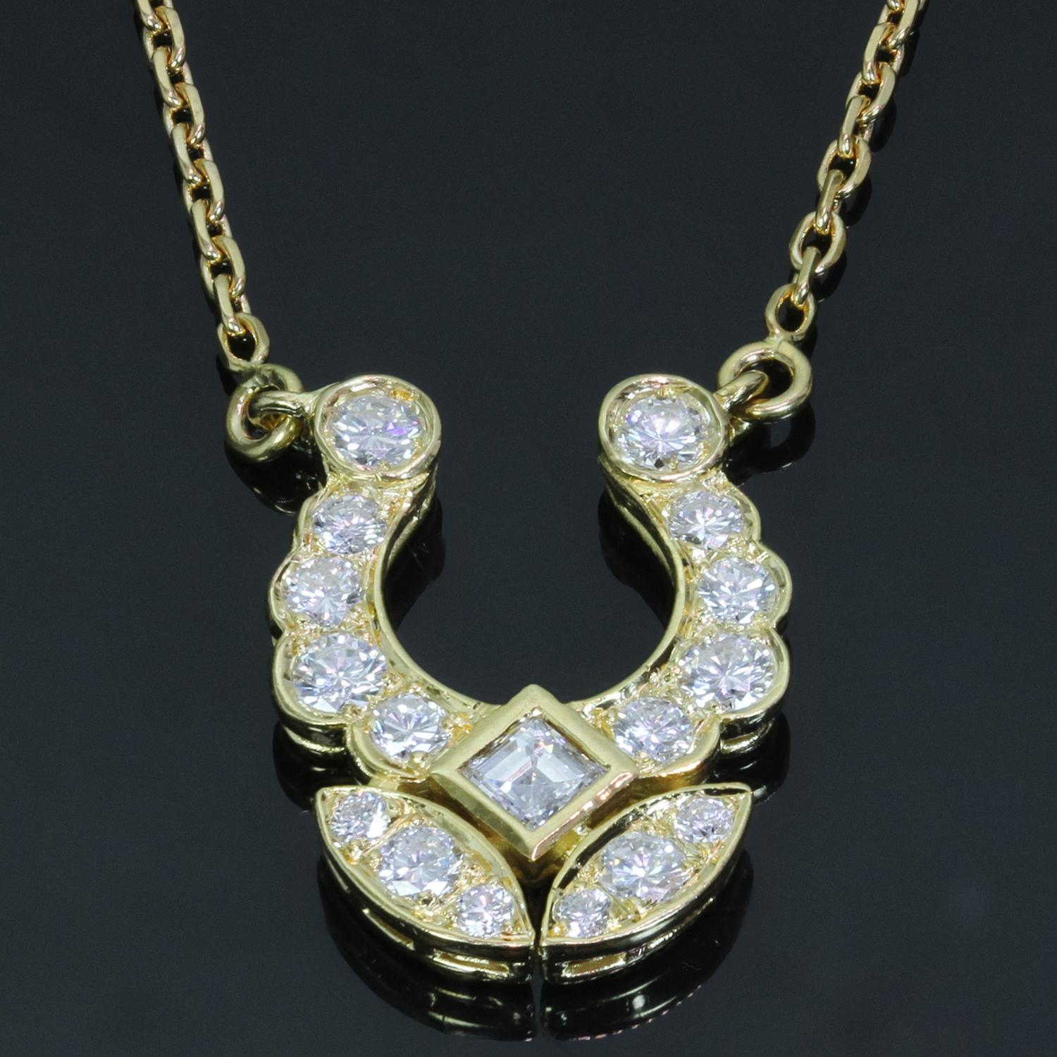 Women's Cartier Diamond Yellow Gold Horseshoe Pendant Necklace