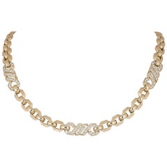 Cartier Diamond Yellow Gold Link Choker Necklace 3.00 Carat